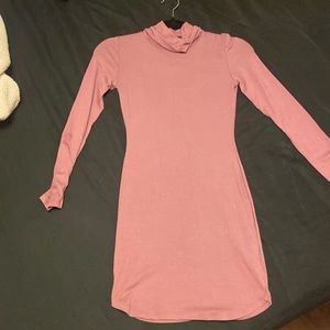 Misguided mauve turtleneck bodycon mini dress